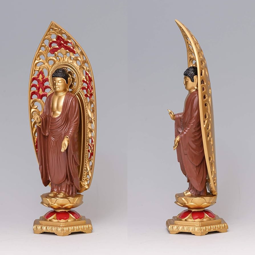 Amazon｜仏像 阿弥陀如来立像 15cm （彩色仕上げ） 仏師：牧田